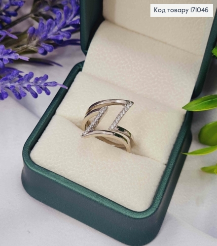 Кольцо родованное "Джейн" украшено Блестящими камнями, Xuping 171046 фото 2