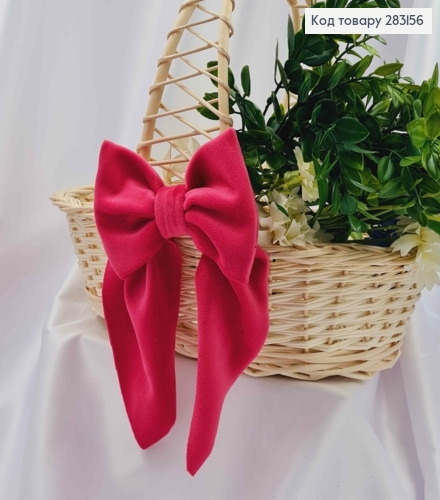 Повязка для корзины велюровый Бантик Розового цвета на завязках, 14*8см, ручная работа, Украина. 283156 фото 2