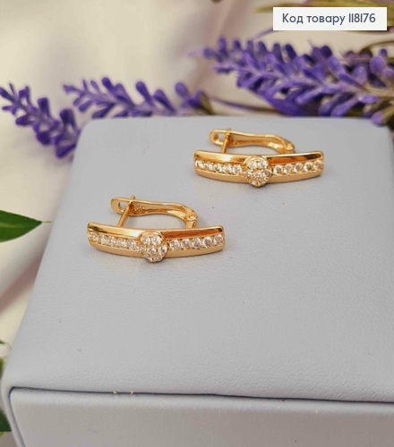 Сережки "Light" прикрашені Блискучими камінцями, 2,2см, англ. застіб., Xuping 18K 118176 фото 2