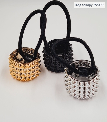 Резинка для высокого хвоста с зажимом в асорт. (золото/серебро/черный) 253100 фото 2