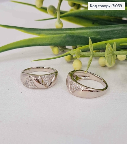 Кольцо родованное украшено Блестящими камнями, Xuping 171039 фото 2