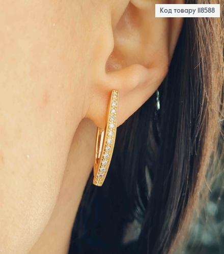 Серьги "Стрели" украшены Блестящими камешками, 2,5см, английская застежка, Xuping 18К 118588 фото 2
