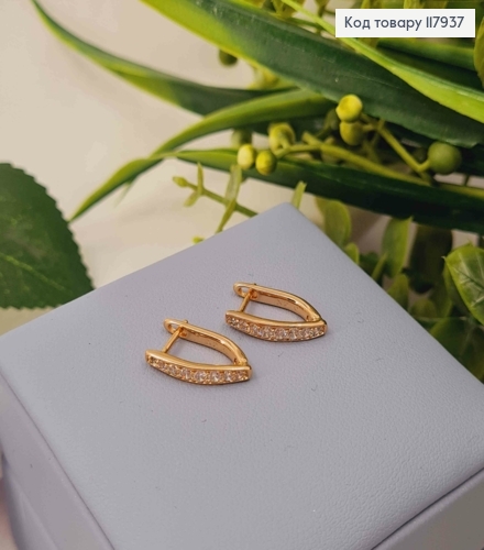 Серьги стрелы украшены Блестящими камешками, 1,6см, английская застежка, Xuping 18K 117937 фото 2