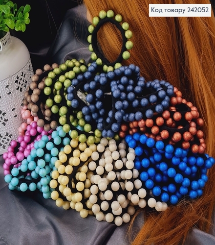 Резинка черная микрофибра 5,5см с бусинками ПАСТЕЛЬ в асортименте  242052 фото 2