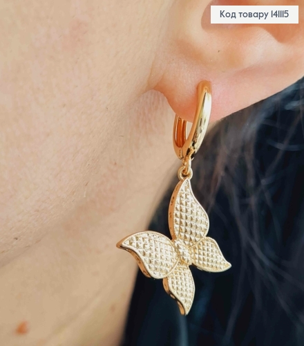 Набор: Серьги кольца "Бабочка" (1,3+2,3см), и кулон "Бабочка" (2,6см), Xuping 18К 141115 фото 2