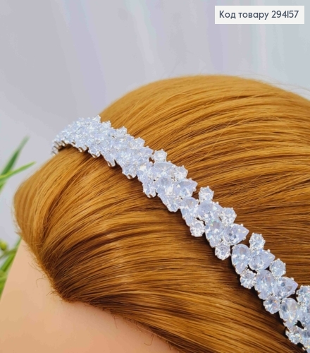 Обруч металл, "диадема", украшенный Блестящими камешками (с голубым оттенком),1,2см 294157 фото 2