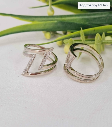 Кольцо родованное "Джейн" украшено Блестящими камнями, Xuping 171046 фото 3