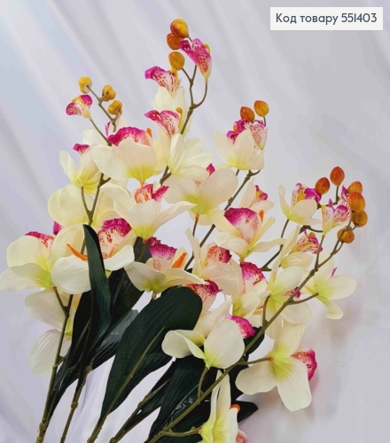 Искусственная композиция Орхидея, фиолетово-белого цвета, 5 веток с цветами, высотой 68см. 551403 фото 3