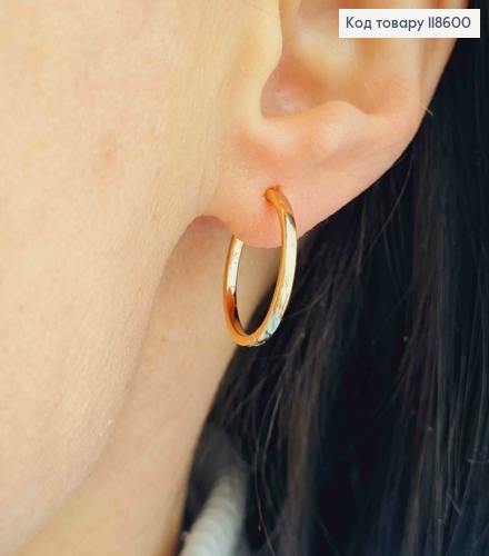Серьги кольца Классические, ширина 2мм, диаметр 1,8см, Xuping 18К. 118600 фото 2