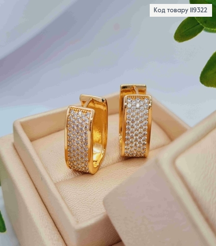Серьги кольца "Овальные" украшены Блестящими камешками, длина 1,7см, ширина 8мм, XUPING 18K 119322 фото 2