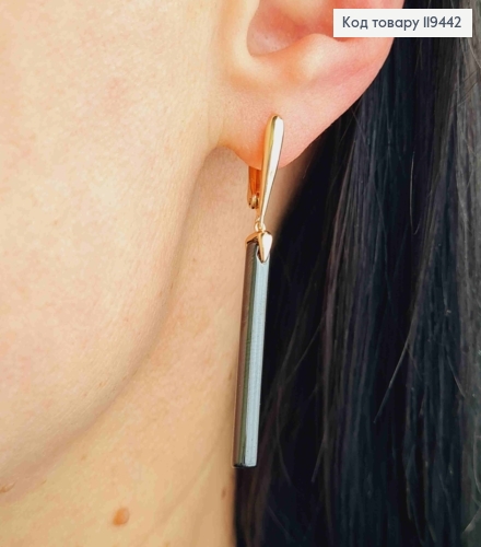 Серьги с подвижной подвеской Черного цвета, 1,6+3,1см, английская застежка, Xuping 18К 119442 фото 2