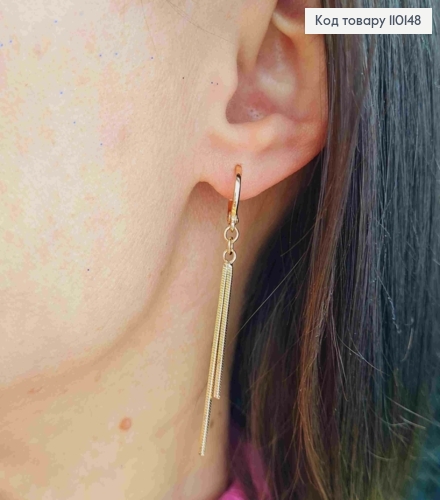 Серьги кольца с подвесными цепочками, диаметр 1,1+4,2см, Xuping 18К 110148 фото 3