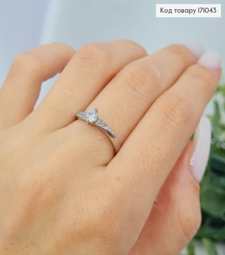 Перстень родованный "Волна" с Блестящими камнями, Xuping 171043 фото 3