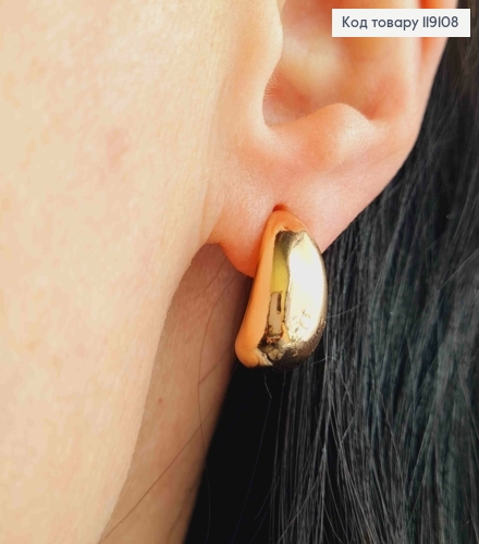 Серьги гвоздики изогнутая Капелька, 1,6см, XUPING 18K 119108 фото 2