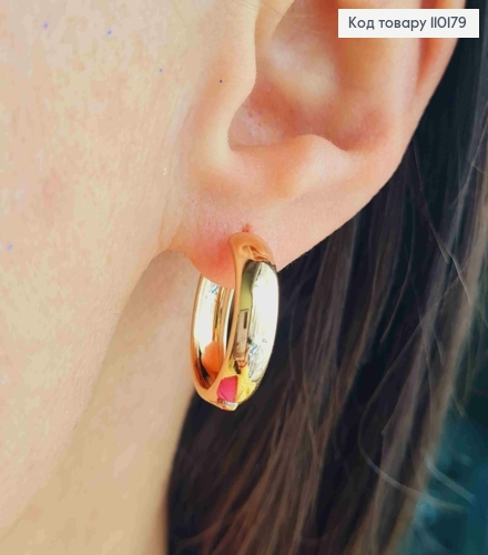 Сережки Кільця широкі, ширина 5мм, діаметр 1,9см, Xuping 18K 110179 фото 2