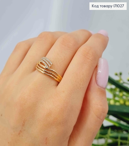 Кольцо "Мощь" с Блестящими камешками, Xuping 18К 171027 фото 3