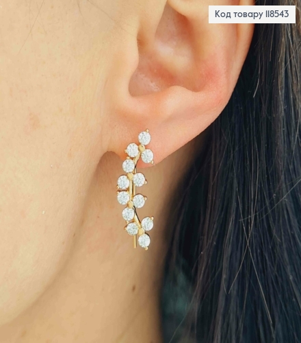 Серьги крючки, "Цвет Сакуры" с Блестящими камешками, дл. 2,5см, Xuping 18К 118543 фото 3