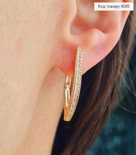 Сережки стріли прикрашені Блискучими камінцями, довжина 2,6см, англійська застібка, Xuping 18K 110115 фото 2