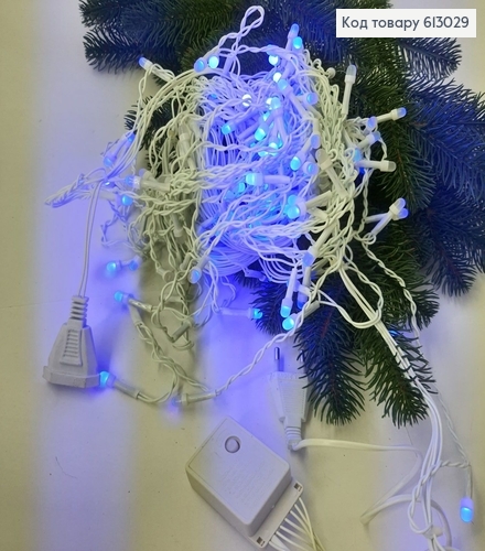 Гирлянда шторка белая проволока 5 м 150 LED синяя 613029 фото 2