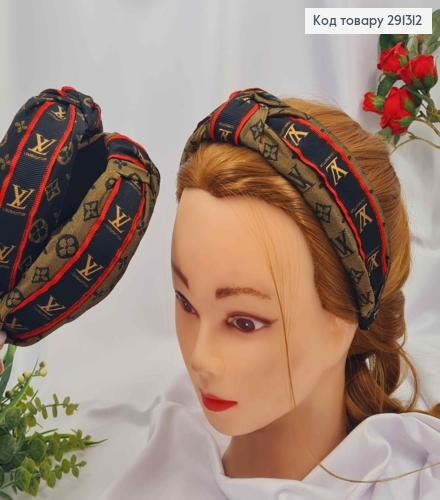 Обруч чалма, "LOUIS VUITTON", 4,5см, темного цвета в ассортименте. 291312 фото 2