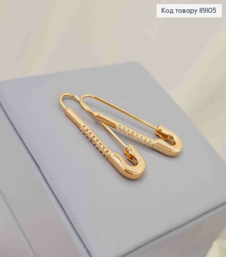 Серьги "ШПИЛЬКА" с блестящими камешками, длина 3,4см, XUPING 18K 119105 фото 3