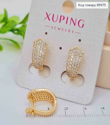 Серьги украшены Блестящими камешками, длина 1,6см, английская застежка, XUPING 18K 119975 фото 2