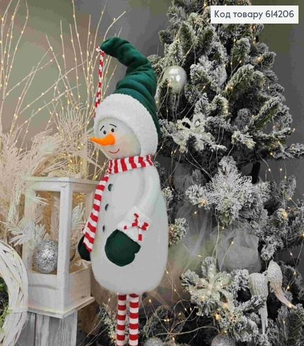 Снеговик в ЗЕЛЕНОЙ шапке, 100см, ручная работа, Украина. 614206 фото 3