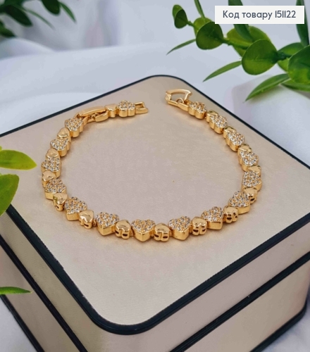 Браслет "ЛЮБОВЬ" с Блестящими камнями, дл. 17+2см, Xuping 18K 151122 фото 2