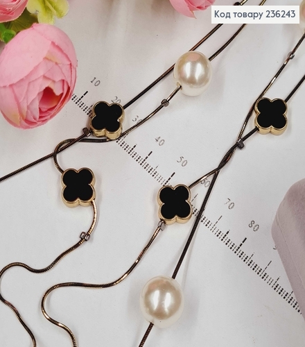 Подвеска двойная на шею "Van Cleef" из Жемчужинами, 100см 236243 фото 3