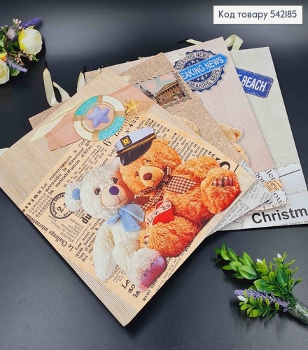 Пакет паперовий, "Ведмедикі-Тедді", 26*32*10см в асорт 542185 фото 2