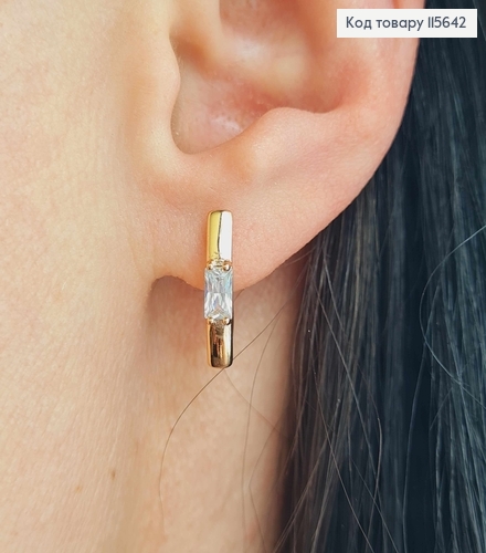 Серьги, с белым прямоугольным камешком, англ. зам. Xuping 18K 115642 фото 2