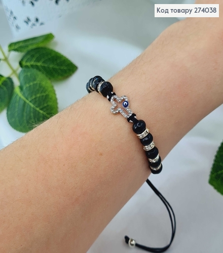 Браслет нить оберег хрестик с глазом и камнями и бусинками в асс. 274038 фото 2