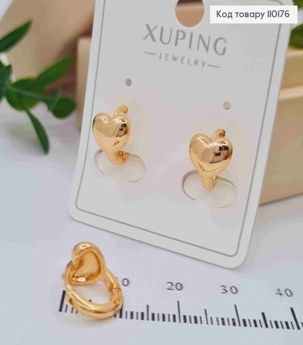 Серьги кольца "Сердце" (0,7см), диаметр 1,1см, Xuping 18K 110176 фото 2
