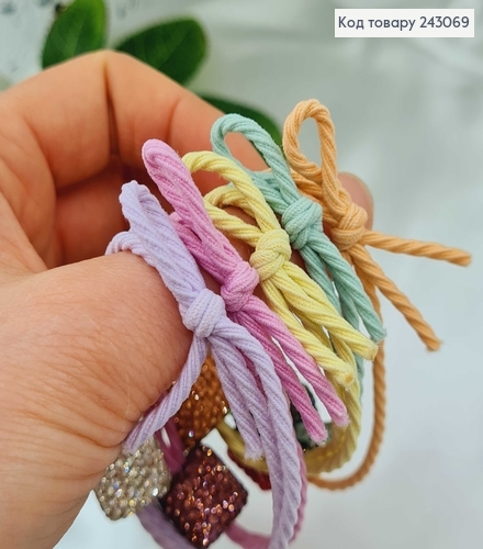 Резинка подвійна кольорова Квадрат в камінцях 5 шт/уп.. 243069 фото 2