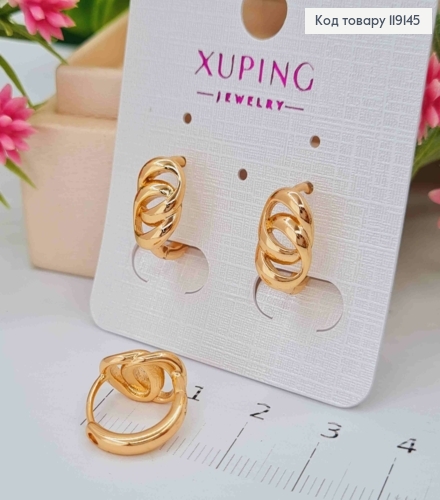 Серьги кольца (1,3см) "ЗВЕНИЯ", 0,4*0,8мм, XUPING 18K 119145 фото 2