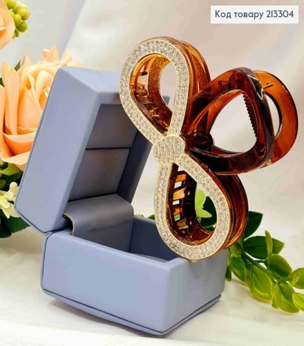 Краб пластик "БЕЗКІНЕЧНІСТЬ" прикрашений Блискучими камінцями, розмір 8см, Коричневого кольору 213304 фото 2