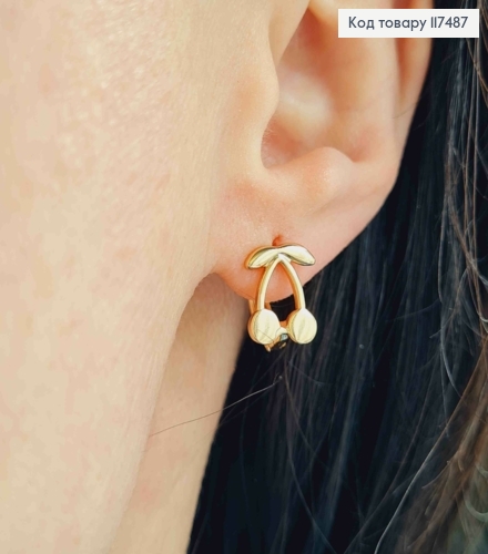 Серьги кольца, "Вишенки", диаметр 1,2, Xuping 18К 117487 фото 2