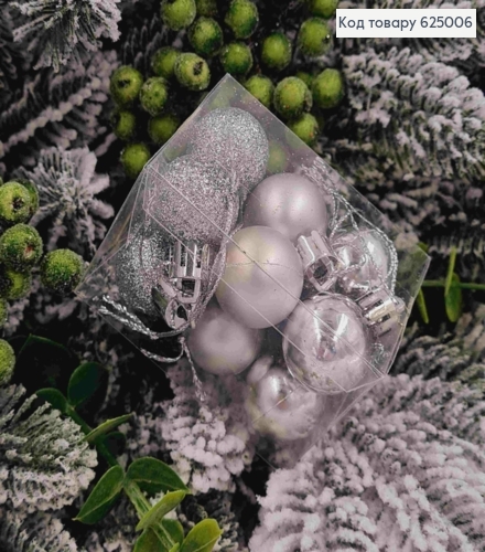 Набір іграшок 25 мм срібних Китай 12 шт коробка 625006 фото 2