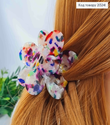 Краб пластик (акрил), ЦВЕТОК, 7см, Перламутровая с цветными пятнышками. 213241 фото 2