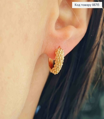 Серьги кольца Фактурные, ширина 5мм, диаметр 1,5см, XUPING 18K 118715 фото 3