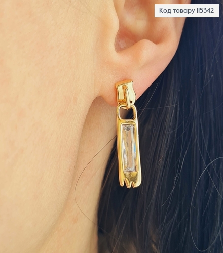 Серьги гвоздики, "застежка" с камешком 3см Xuping 18K 115342 фото 2