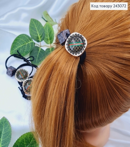 Резинка подвійна чорна з брошкою 5 шт/уп.. 243072 фото 2