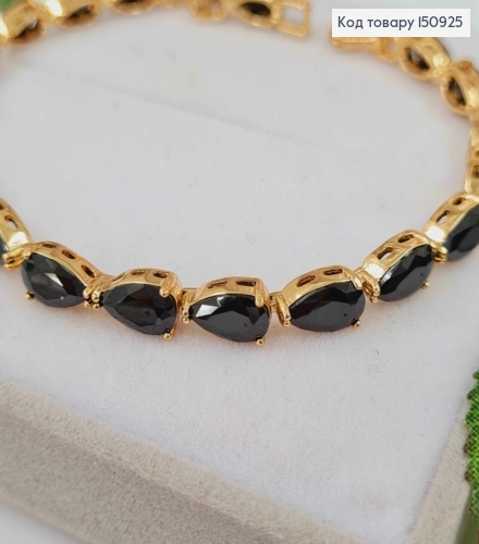 Браслет, Ручей из черных камней, шир. 4мм, дл.17+2см, Xuping 18K 150925 фото 3