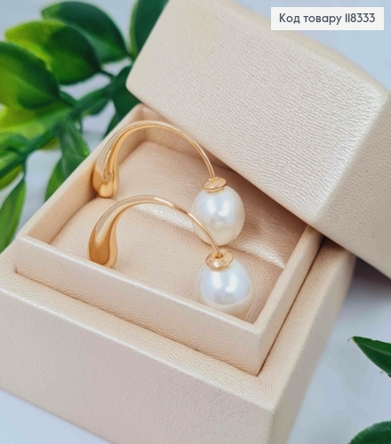 Серьги гвоздики с жемчужкой, 3,1см, XUPING 18K 118333 фото 3