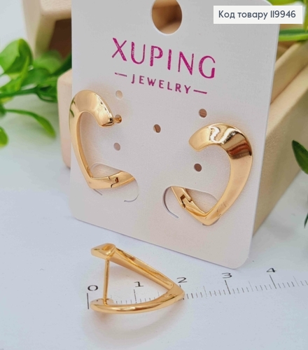 Серьги "Горячее Сердце", длина 2см, итальянская застежка, Xuping 18К 119946 фото 2