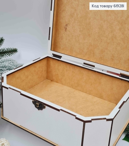 Деревянная подарочная коробка, Белая, 24*19*6см, на застежке. Украина 619281 фото 3