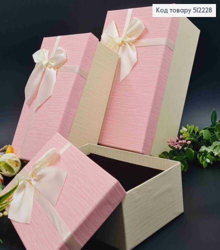 Набор коробок (3шт) Двухцветные с Блеском, цвета в ассортименте, (23*16*10см,21*14*8см,19*12*6см) 512228 фото 2