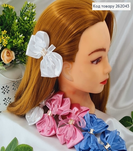 Заколка уточка с атласным двойным бантиком в ассорт. 262043 фото 2