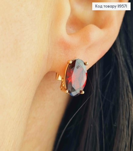 Серьги с Красным камнем, 1,2см, итальянская застежка, Xuping 18K 119571 фото 2