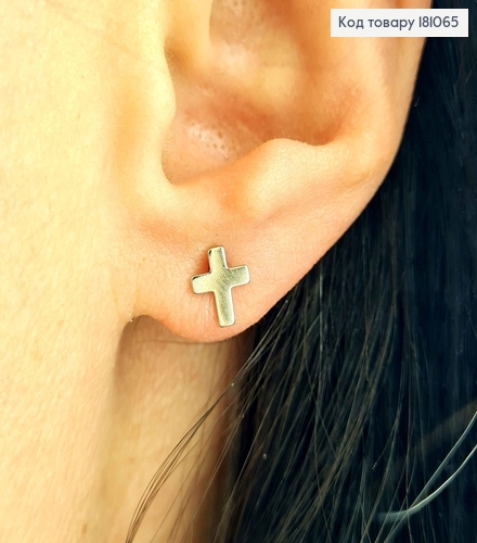 Серьги гвоздики, Крестики 0,7см, Xuping 181065 фото 2
